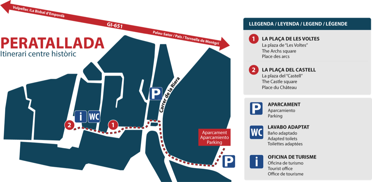 Plànol de l'itinerari accessible al centre històric de Peratallada